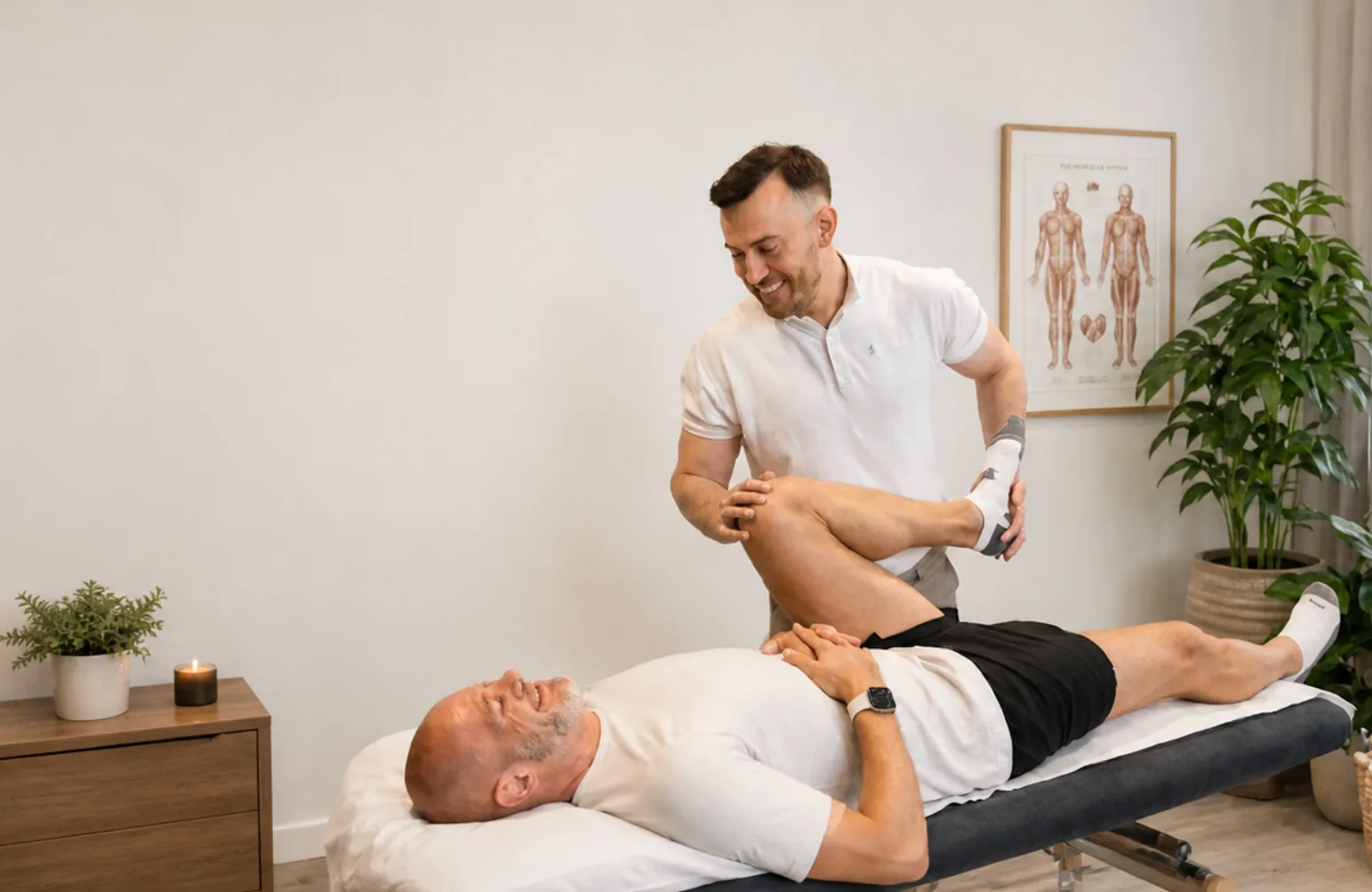 Josh Devine treating a patient at BetterMe Physiotherapy in Rainham, Medway